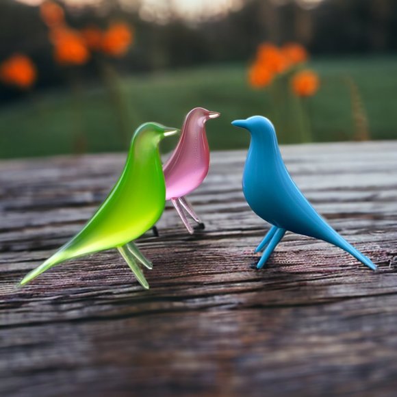 Mini Mid Century Modern Depression Style Eames Retro Bird Figurine Green - Picture 6 of 6